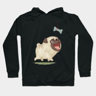 Happy Pug and dog bone Hoodie